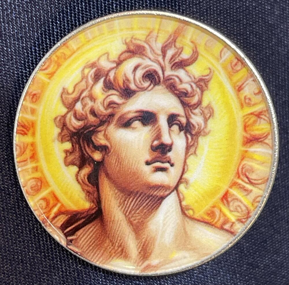 NWOT David Statute Style Resin Celestial Sun Brooch Lapel Pin Art Classic Bust